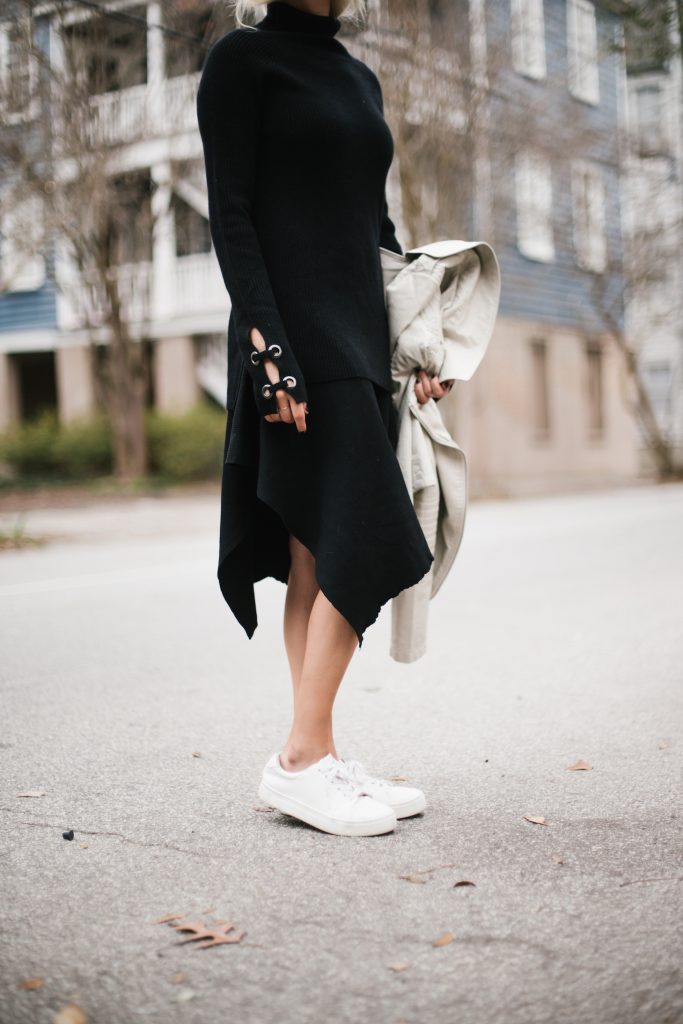 Asymmetrical knit black skirt chic wish turtleneck sweater david lerner ny minimalist blogger winter street style  // Charleston Fashion Blogger Dannon Almost Happening  