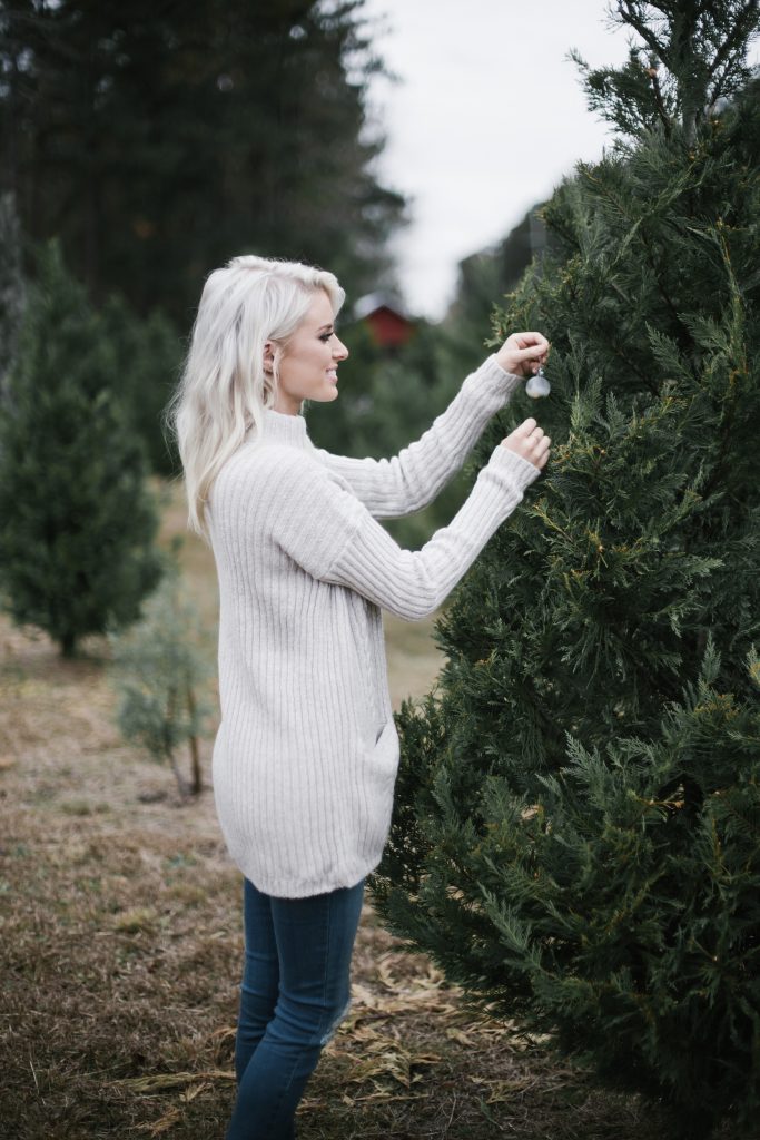 Christmas with Abercrombie & Fitch Tree farm cream cable knit turtleneck high rise super skinny jeans G.H. Bass & Co Duck boots blogger winter street style // Charleston Fashion Blogger Dannon Almost Happening 