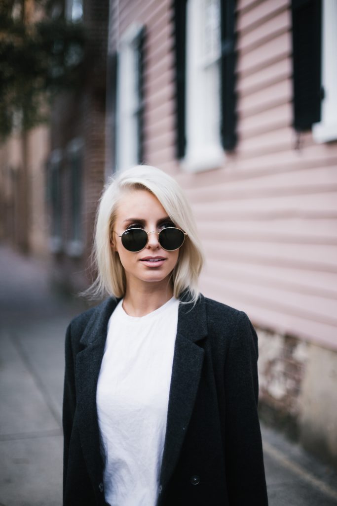 Bundled Up charcoal long wool coat dark grey white crew neck tee shirt skinny denim jeans black pointed loafers forever 21 menswear minimalist blogger winter street style // Charleston Fashion Blogger Dannon Almost Happening 