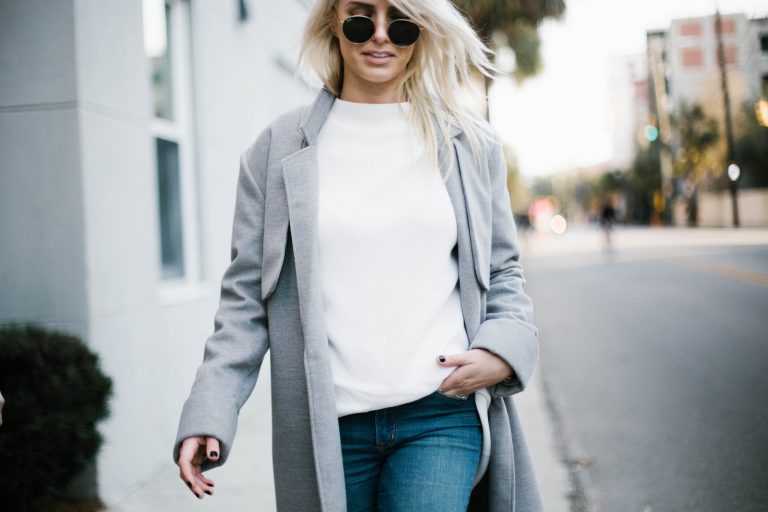 Grey Coat oversized wool long lulus fifth the label abercrombie and fitch skinny denim jeans black ankle boots steve madden Street Style Blogger // Charleston Fashion Blogger Dannon Almost Happening