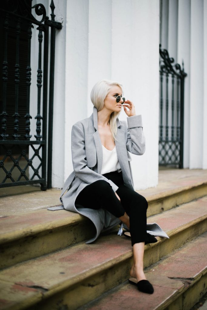 robe coats and slip ons oversized wool long lulus fifth the label asos sandals slippers white cami forever 21 trousers Street Style Blogger // Charleston Fashion Blogger Dannon Almost Happening