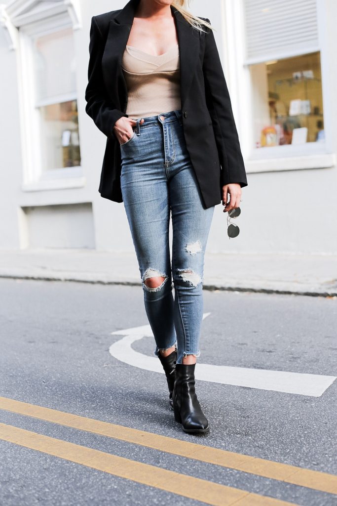 CFW Social Media Takeover h&M ribbed beige bodysuit 90’s street style downtown fashion week // Charleston Fashion Blogger Dannon Almost Happening 