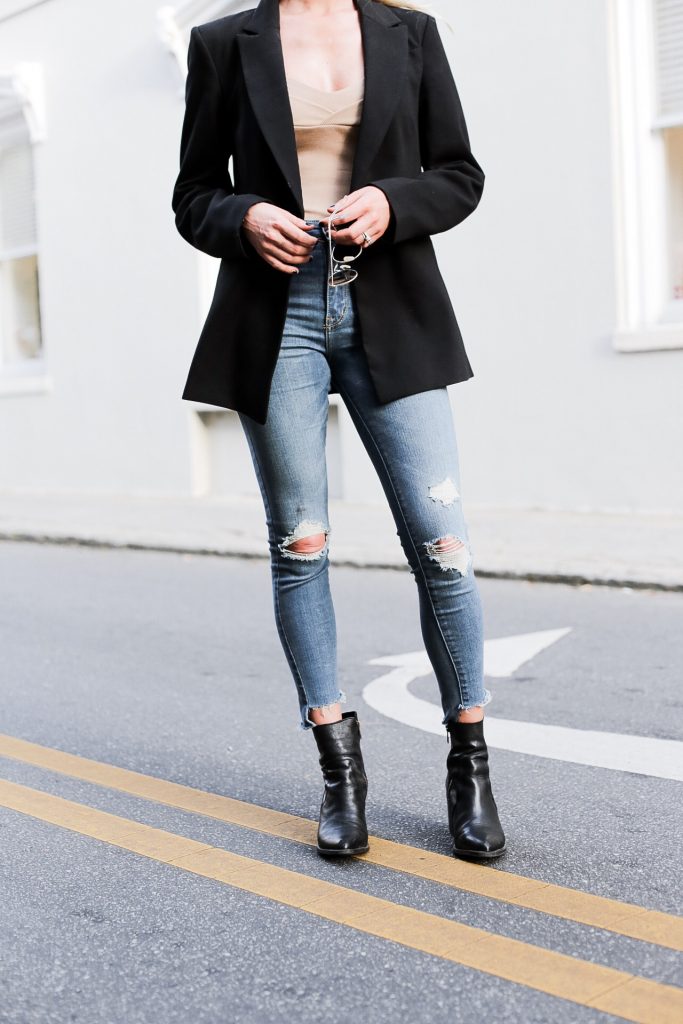 CFW Social Media Takeover h&M ribbed beige bodysuit 90’s street style downtown fashion week // Charleston Fashion Blogger Dannon Almost Happening 