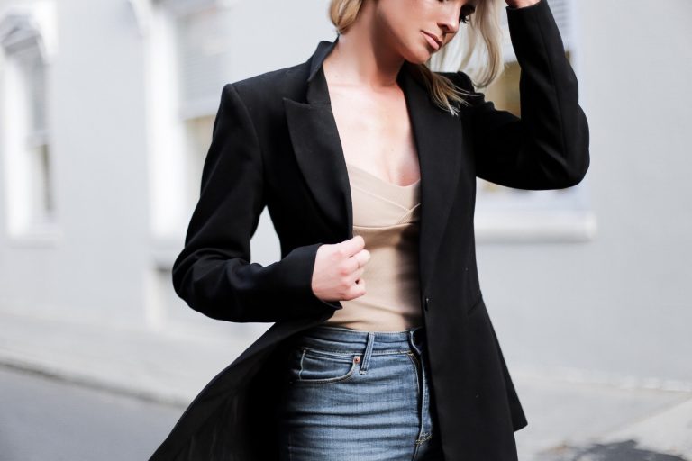 CFW Social Media Takeover h&M ribbed beige bodysuit 90’s street style downtown fashion week // Charleston Fashion Blogger Dannon Almost Happening