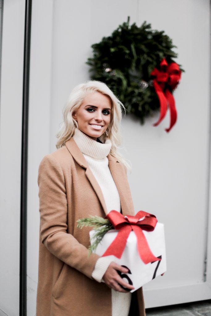 Haul Out the Holly camel long coat wool black suede over the knee boots turtleneck sweater dress white H&M Charleston Fashion Blogger Dannon Almost Happening