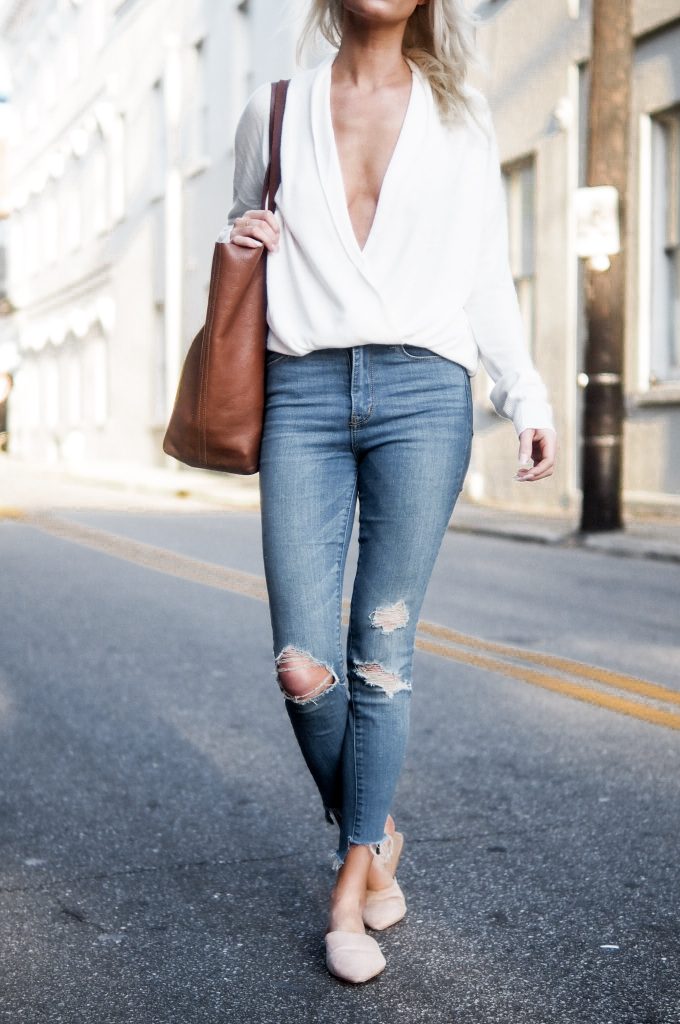Take The Plunge plunge neck spring street style // charleston fashion blogger dannon k collard Almost Happening