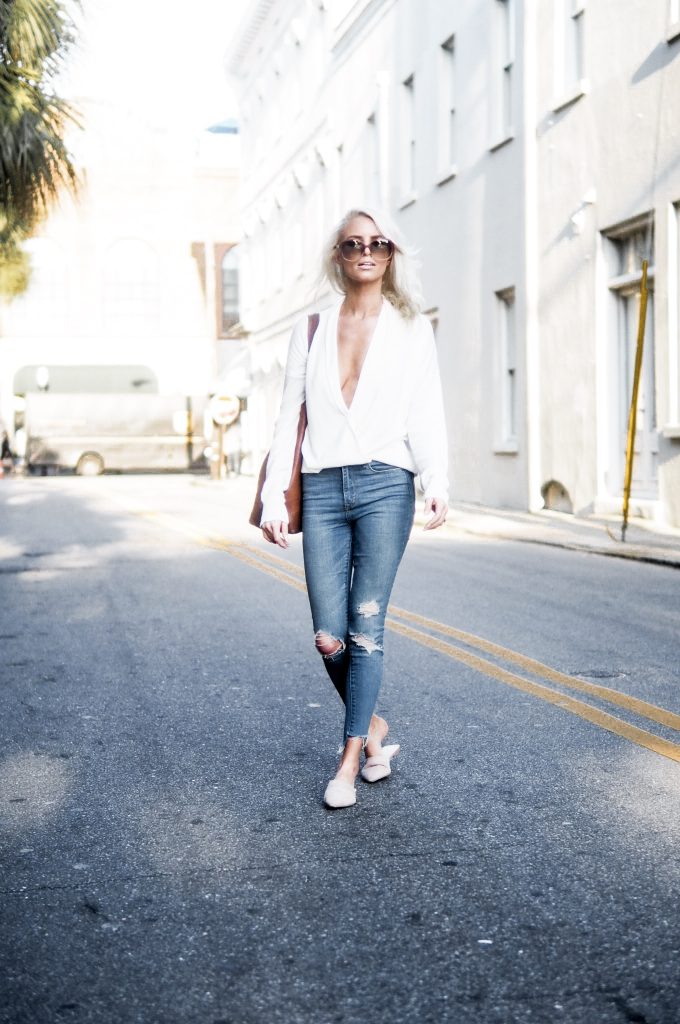 Take The Plunge plunge neck sping street style // charleston fashion blogger dannon k collard Almost Happening