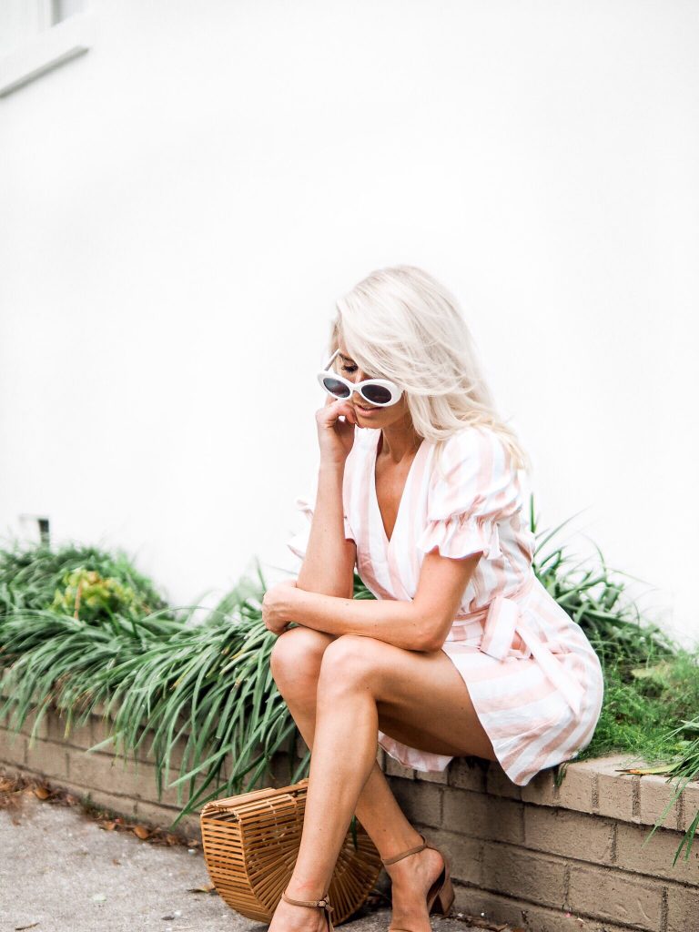Spring Style Privacy Please Orchid Mini Pearl Stripe ankle strap sandals bamboo purse cult gaia white round sunglasses // Charleston Fashion Blogger Dannon K. Collard Almost Happening
