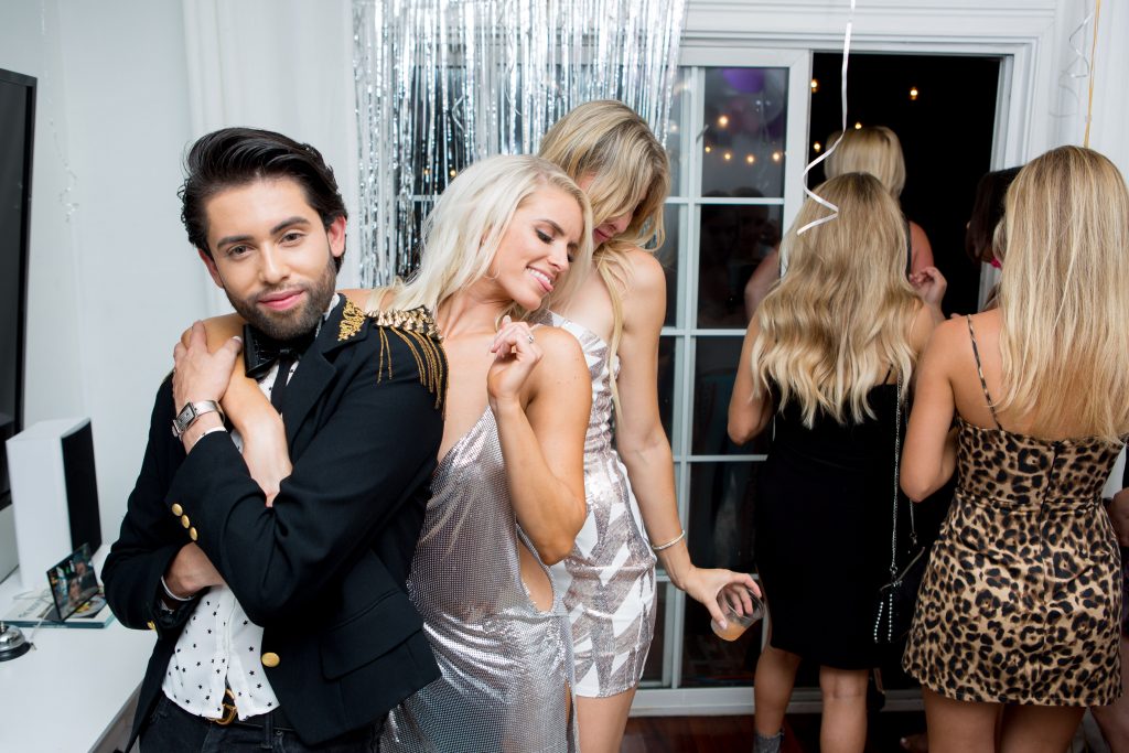 30th birthday girl silver chainmail rhinestone dress vegas themed party // Charleston blogger dannon k collard Almost Happening
