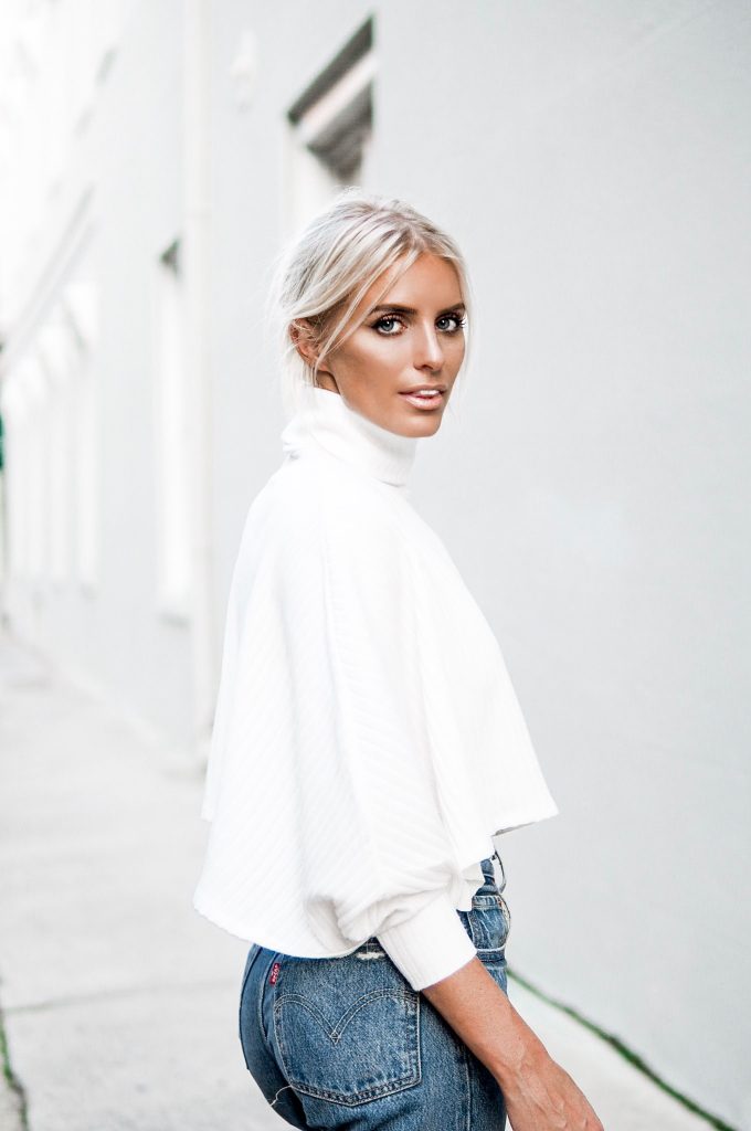  hello fall forever 21 turtleneck white crop top 501 levis mom jeans nude pumps fall street style // charleston fashion blogger dannon k collard Almost Happening