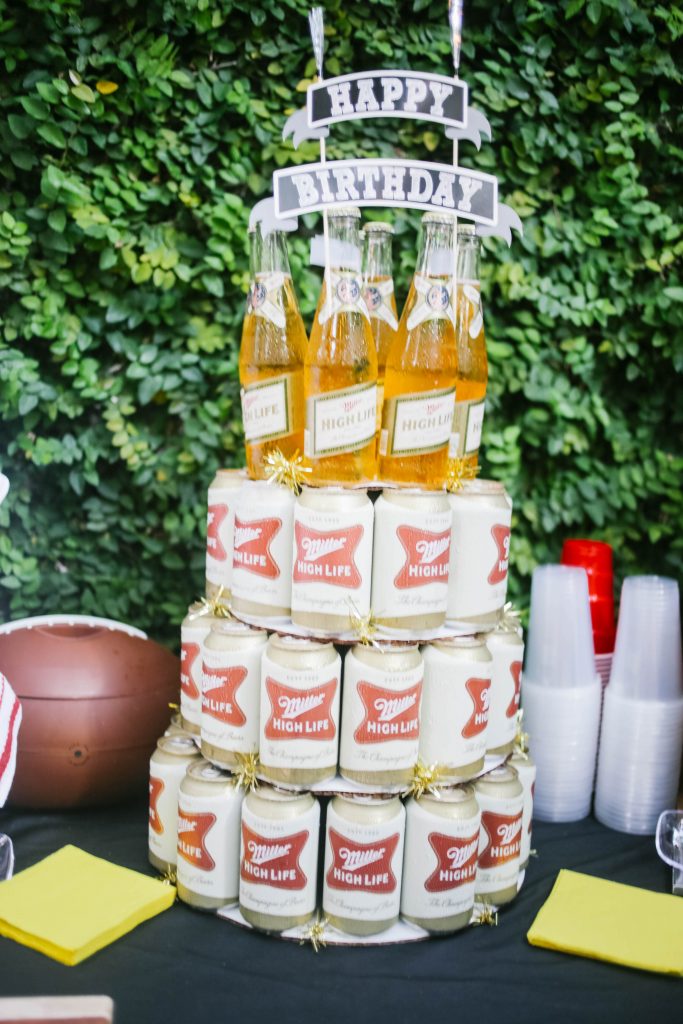 carolina gamecocks tailgate themed party // charleston fashion lifestyle blogger dannon k collard hammy catering beer tower high life miller birthday cake