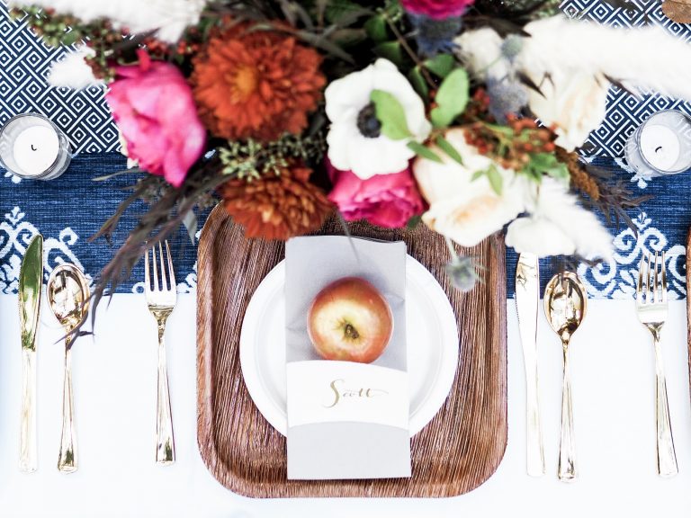 70's Friendsgiving themed Thanksgiving // Charleston Fashion Blogger Dannon K. Collard Almost Happening Wedding Fall inspiration tablescape table setting dinner