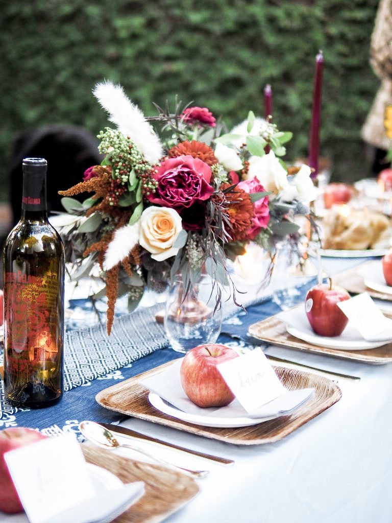 70's Friendsgiving themed Thanksgiving // Charleston Fashion Blogger Dannon K. Collard Almost Happening Wedding Fall inspiration tablescape table setting dinner