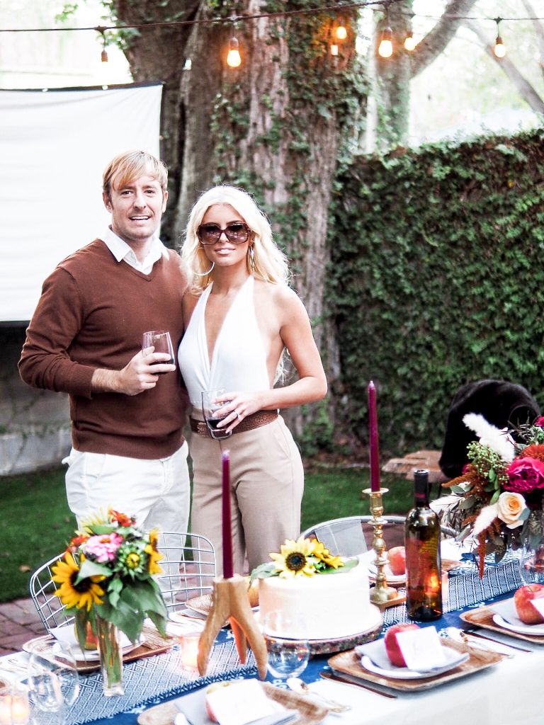 70's Friendsgiving themed Thanksgiving // Charleston Fashion Blogger Dannon K. Collard Almost Happening Wedding Fall inspiration tablescape table setting dinner